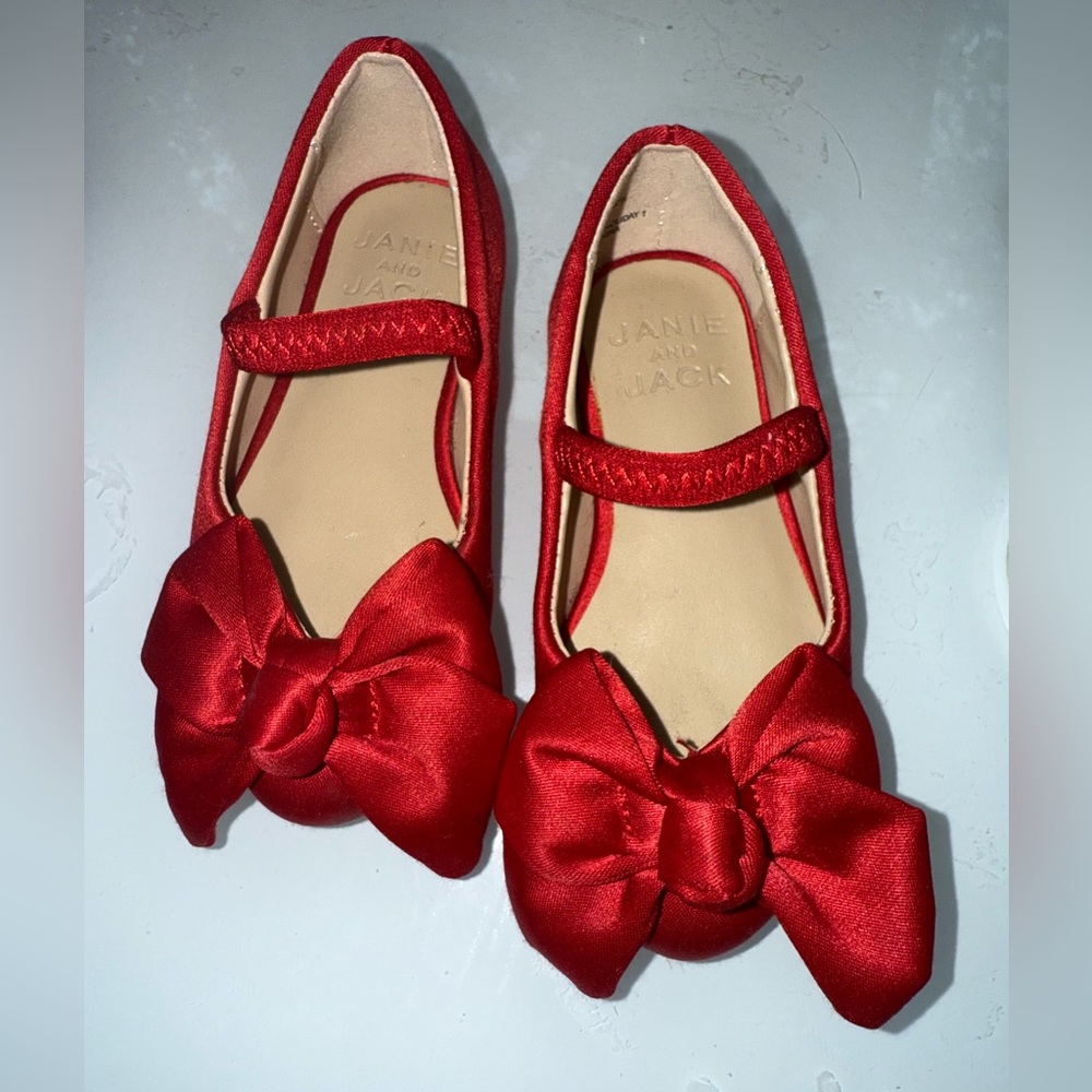 Red Bow Janie and jack Flats/Shoes size 5 toddler